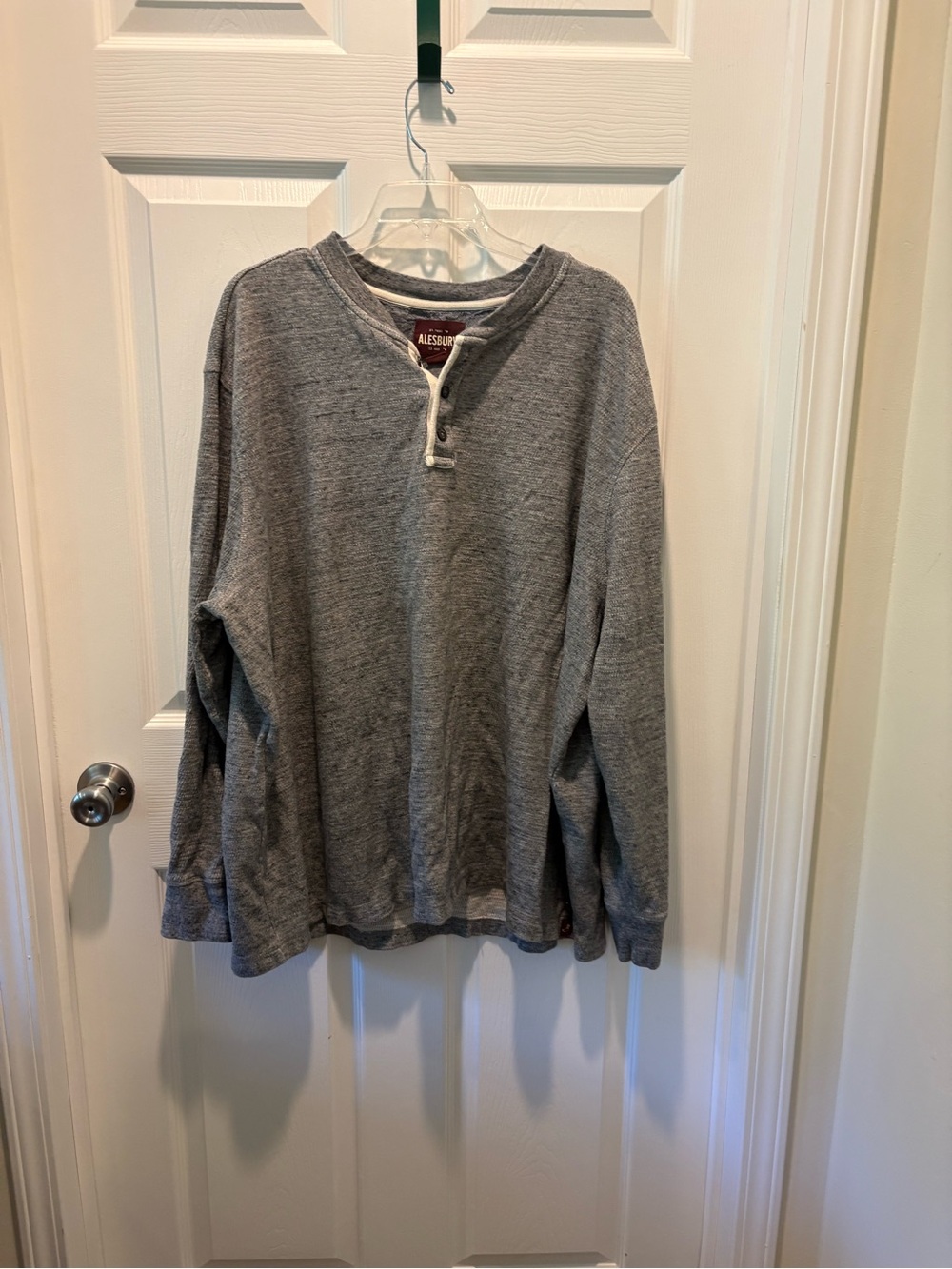 Alesbury Men's Gray Long-Sleeve Henley Pullover 3XL